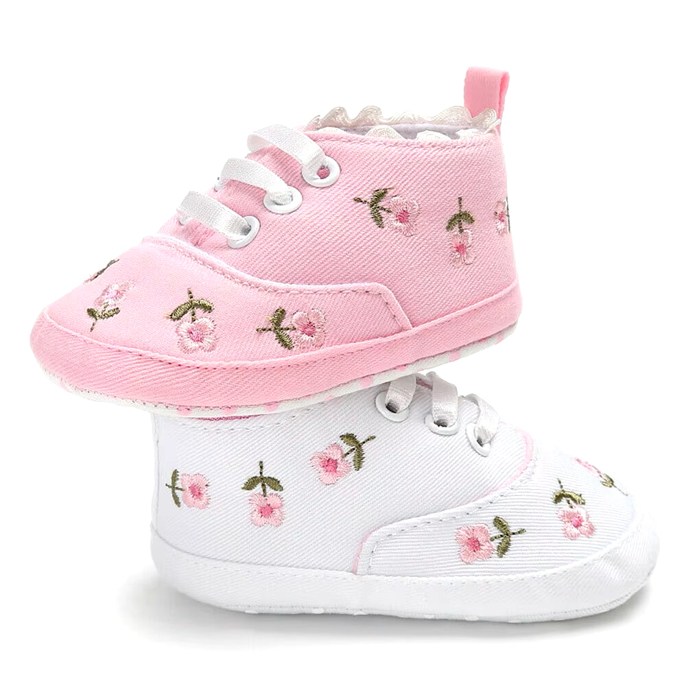 2 Baby Shoes Baby Infant Kid Girl Embroidery Flower Soft Sole Crib Toddler Summer Princess First Walkers Causal Shoes 0-18M