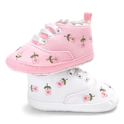 2 Baby Shoes Baby Infant Kid Girl Embroidery Flower Soft Sole Crib Toddler Summer Princess First Walkers Causal Shoes 0-18M
