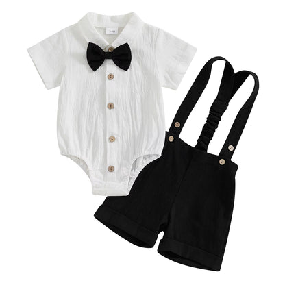 Adorable Baby Boy Bow Tie Outfit for Special Occasions - 100% Cotton