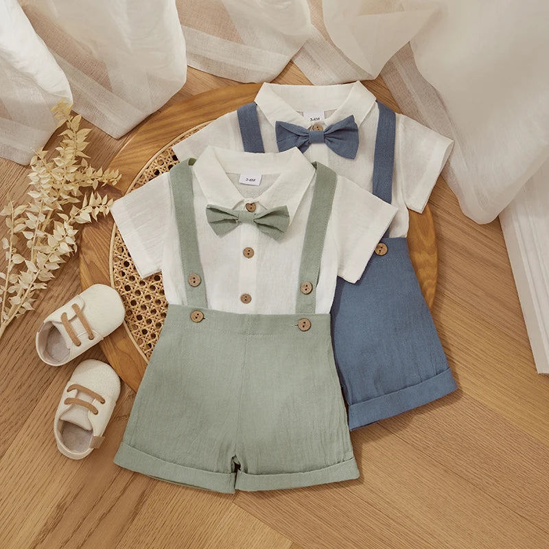 Adorable Baby Boy Bow Tie Outfit for Special Occasions - 100% Cotton