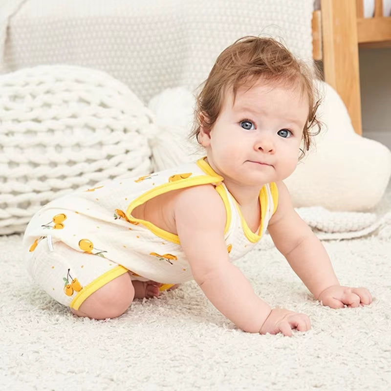 Newborn Baby Sleeveless Vest Jumpsuit – Summer Cotton Romper & Pajamas for Crawling Babies