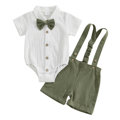 Adorable Baby Boy Bow Tie Outfit for Special Occasions - 100% Cotton