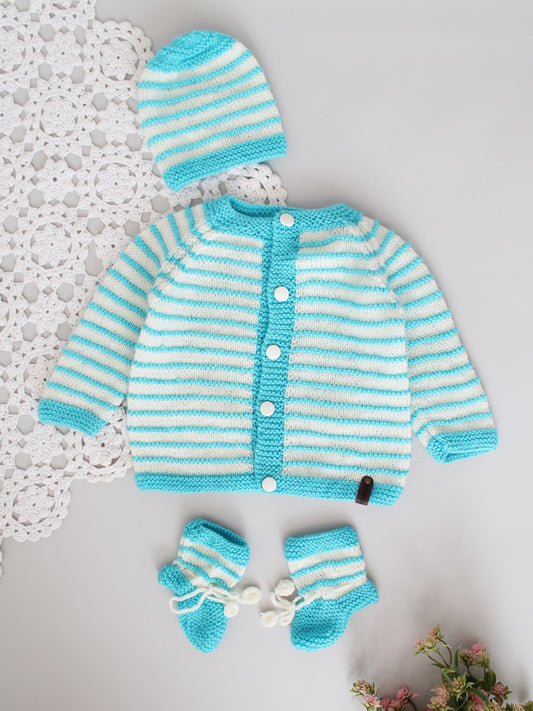 Handknitted Striped Infant Sweater Set