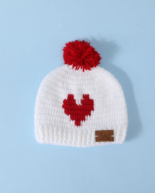Classic White Pom Pom Wool Cap for Kids
