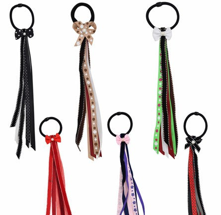 Ribbon Detail With Bow Applique Hair Rubber Band - Pair