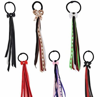 Ribbon Detail With Bow Applique Hair Rubber Band - Pair